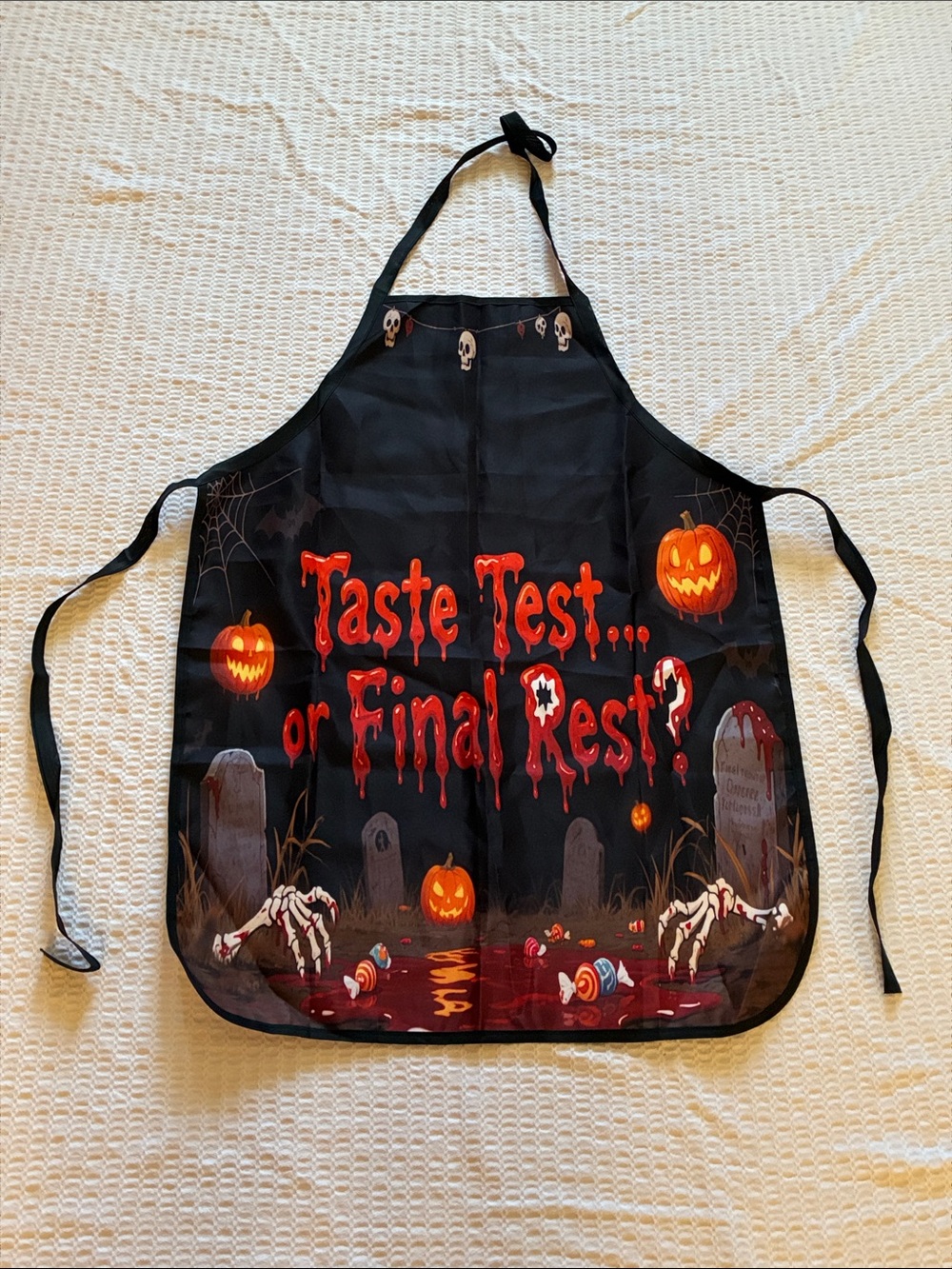 Black Halloween Adults Apron Costume - "Taste Test... or Final Rest?"